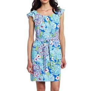 Lilly Pulitzer Maya Shift Dress Worth Blue May Flowers with Belt Style 26871